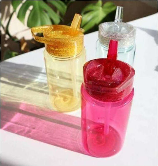 A Little Lovely Company Kinderflasche Kunststoff mit Strohhalm Transparent 450ml