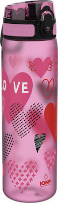 Ion8 Love Hearts Kids Water Bottle Plastic Pink 600ml