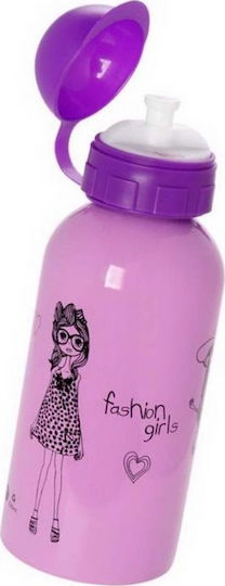 Ecolife Kids Water Bottle Stainless Steel with Pop-Up Cap Lilac 500ml