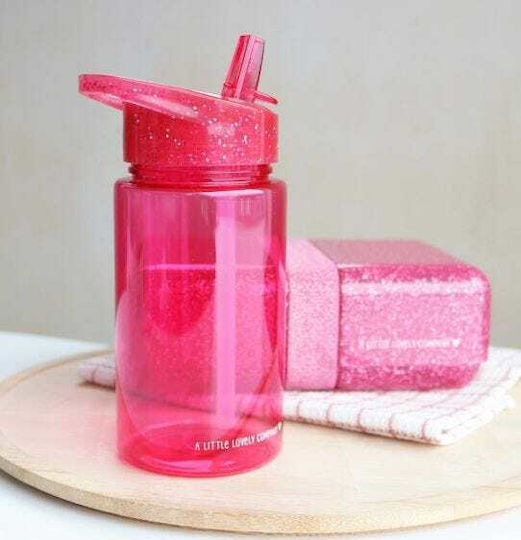 A Little Lovely Company Kinderflasche Kunststoff mit Strohhalm Gelb 450ml