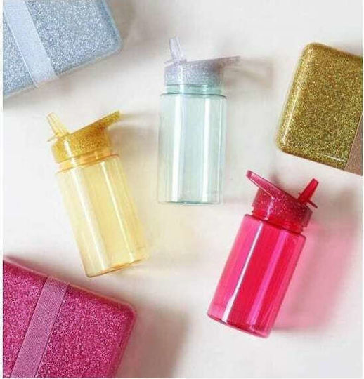 A Little Lovely Company Kinderflasche Kunststoff mit Strohhalm Gelb 450ml