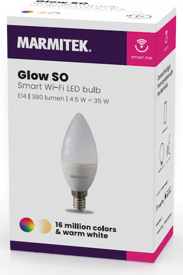 Marmitek Glow SO Smart Λάμπα LED 4.5W για Ντουί E14 RGBW 380lm Dimmable