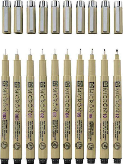 Sakura Pigma Micron Design Markers 0.03mm Black 10pcs