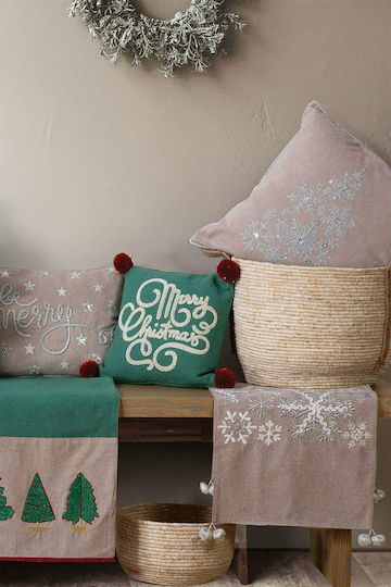 Nef-Nef Homeware Christmas Snow Χριστουγεννιάτικο Διακοσμητικό Μαξιλάρι Τετράγωνο Γκρι 45x45εκ.