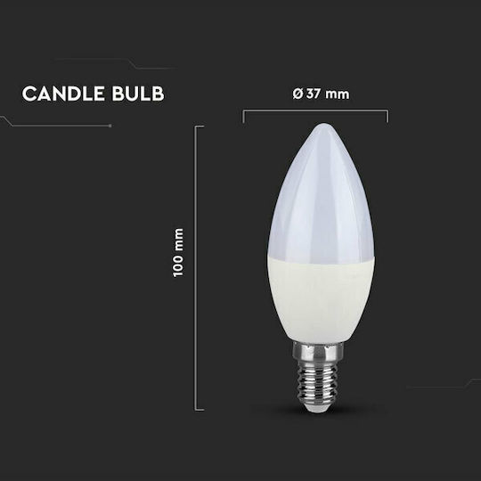 V-TAC VT-1855 LED Bulb 5.5W 100mm for Socket E14 and Shape C37 Warm White 47lm