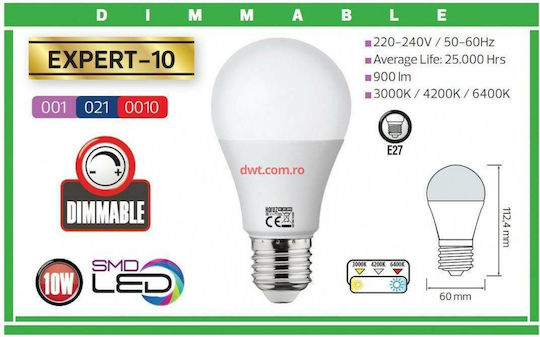 Horoz Electric LED Bulb 10W for Socket E27 Natural White 900lm Dimmable