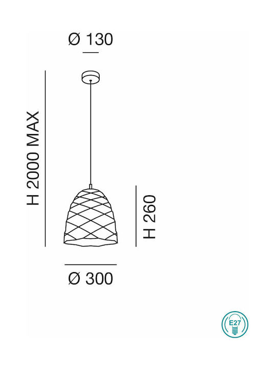 Fabas Luce Duchessa Hängelampe Weiß Glocke mit Fassung E27 30x200cm.