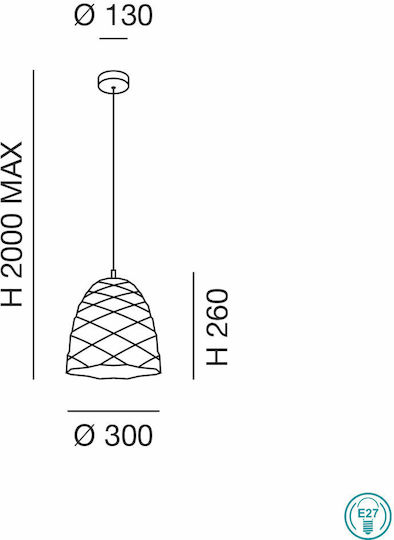 Fabas Luce Duchessa Pendant Light White Bell with Socket E27 30x200cm