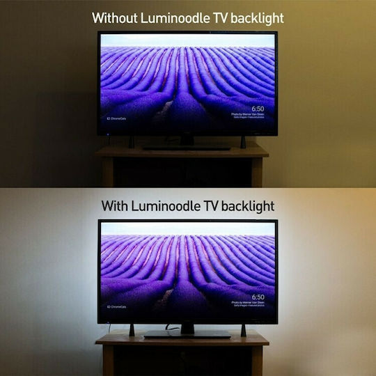 Waterproof LED Strip TV USB 5V RGB Light 4x50cm Type SMD5050 with Power Supply & Remote Control
