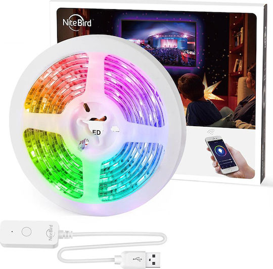 Gosund Inteligent Bandă LED NiteBird SL1 Wi-Fi Pentru televizor 12V RGB Lumină 2.8m Tip SMD5050 cu Controler WiFi