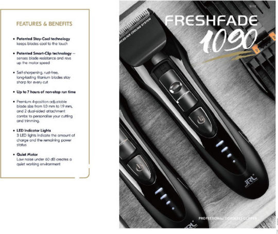 jRL FreshFade 1090 Wiederaufladbar Haarschneidemaschine Schwarz