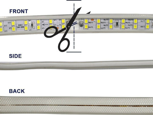 GloboStar Rezistent la apă Bandă LED 220V Alb Rece Lumină 1m Tip SMD2835