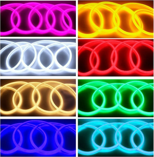 GloboStar Wasserdicht LED-Streifen 220V Warmes Weiß Licht 1m Neon Flex mit Netzteil