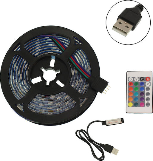 Wasserdicht LED-Streifen USB 5V RGB Licht 2m Typ SMD5050 mit Netzteil & Fernbedienung