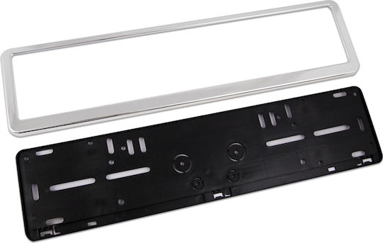 Autoline Car License Plate Frame Plastic 53 x 13cm Chromium 1pcs