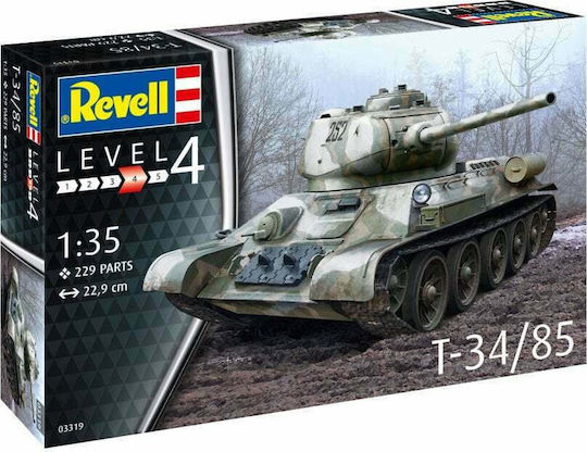 Revell Military Collection T-34/85 Tank Modeling Figure Tank 229 Pieces in Scale 1:35 22.9cm.