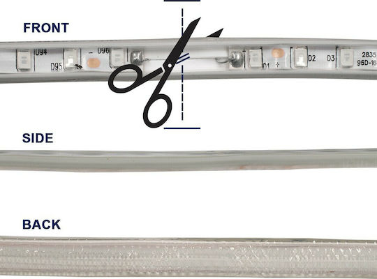 GloboStar Αδιάβροχη Ταινία LED 220V Μπλε Φως 1m Τύπου SMD2835