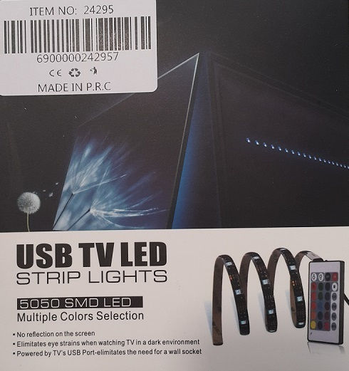 Waterproof LED Strip TV USB 5V RGB Light 2x50cm Type SMD5050 with Power Supply & Remote Control