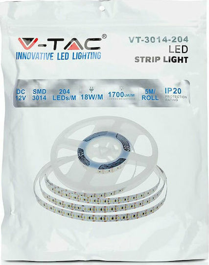 V-TAC Ταινία LED 12V Φυσικό Λευκό Φως 5m Τύπου SMD3014