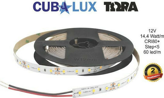Cubalux Αδιάβροχη Ταινία LED 12V Ψυχρό Λευκό Φως 5m Τύπου SMD2835