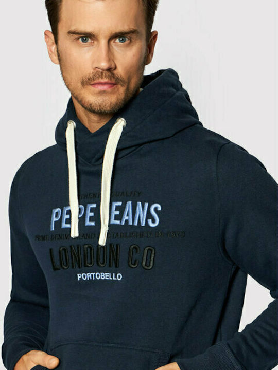 Neville Men's Sweatshirt with Hood and Pockets Navy Blue