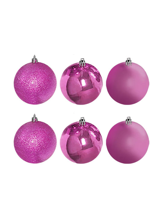 XMASfest Christmas Ball Ornament Pink 8x8cm 6pcs