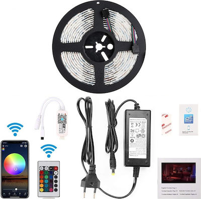 LED Strip Power Supply 12V RGB Length 5m and 30 LEDs per Meter Set with Remote Control and Power Supply SMD5050