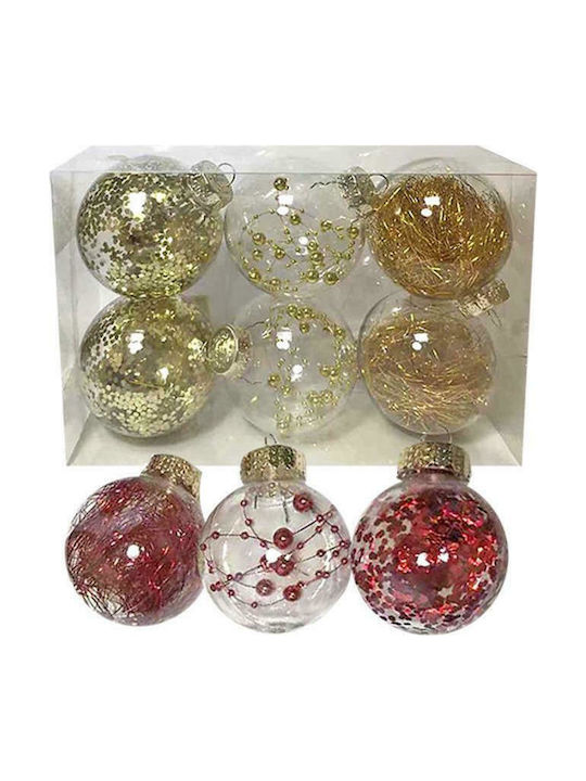 XMASfest Christmas Plastic Ball Ornament 8x8cm 6pcs (Μiscellaneous Colors) 93-2524