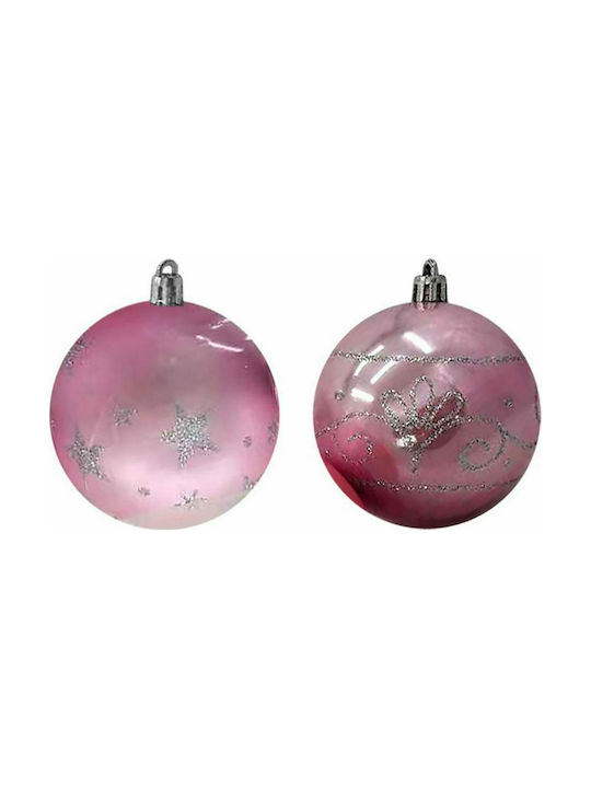 XMASfest Christmas Ball Ornament Pink 8x8cm 6pcs 93-2826