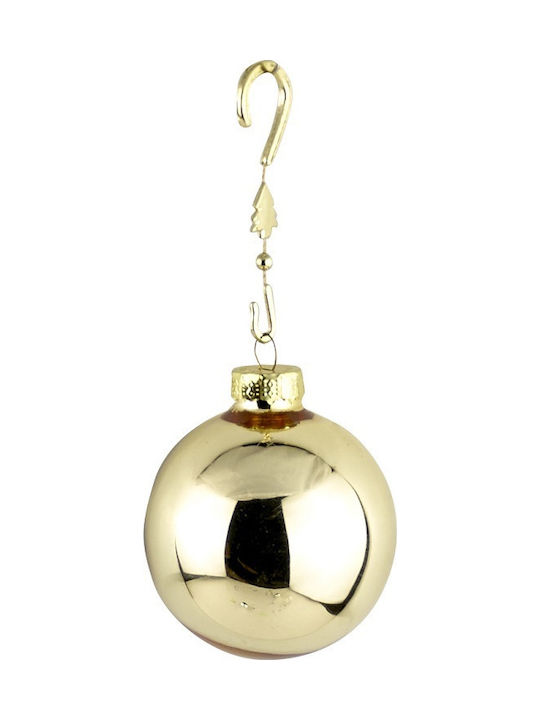 Christmas Glass Ball Ornament Gold 8x8cm