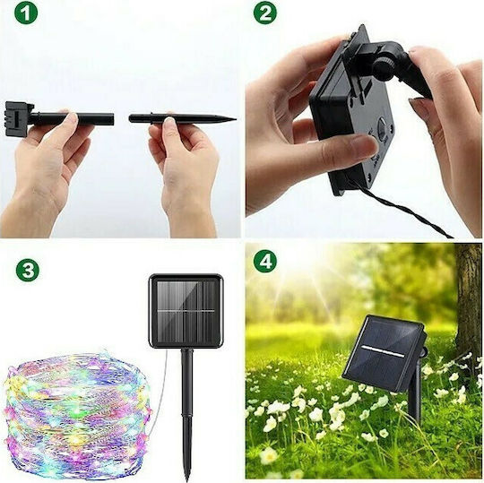 200 Λαμπάκια LED 20μ. Πολύχρωμα Ηλιακά σε Σειρά