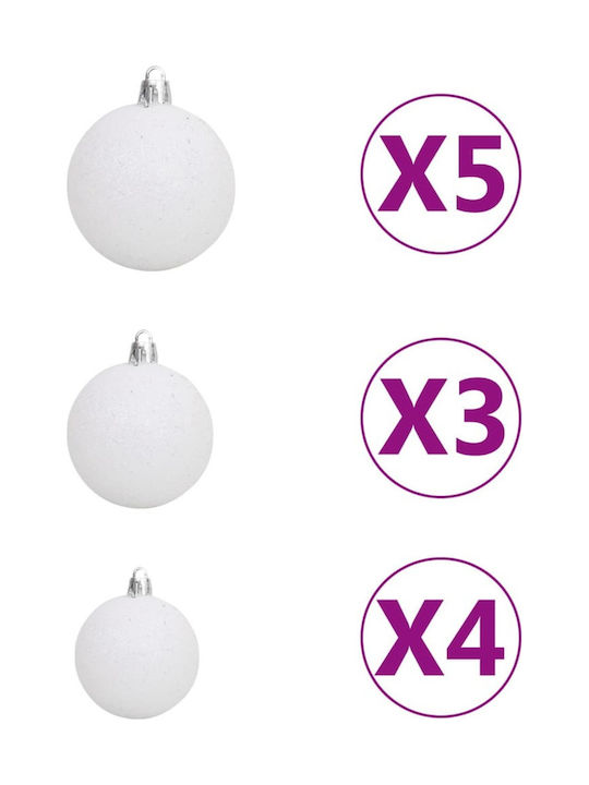 vidaXL Ornament de Crăciun Set Argint cu lumină LED cu Pulbere de Aur cu Paiete 61buc