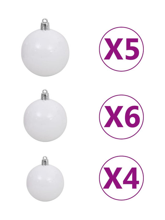 Ornament suspendat Mix Ornamente Plastic Argintiu Set 61buc