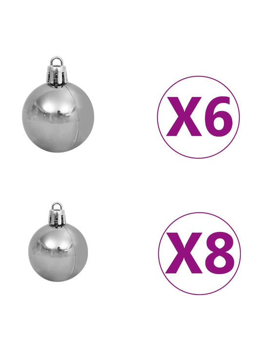 Ornament suspendat Mix Ornamente Plastic Argintiu Set 61buc