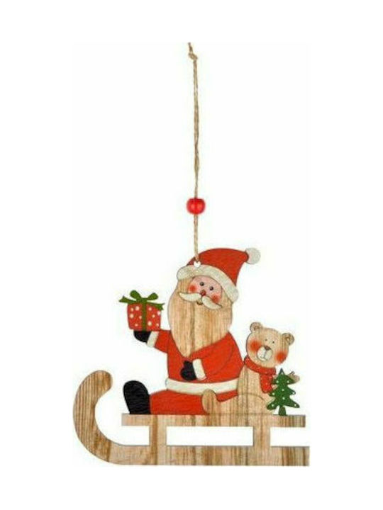 Fun World Christmas Hanging Sleigh Wooden With Gold Dust With Beads