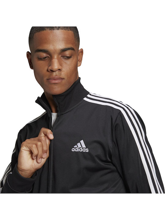 Primegreen Essentials 3-Stripes Σετ Φόρμας Γυαλιστερό με Λάστιχο Μαύρο