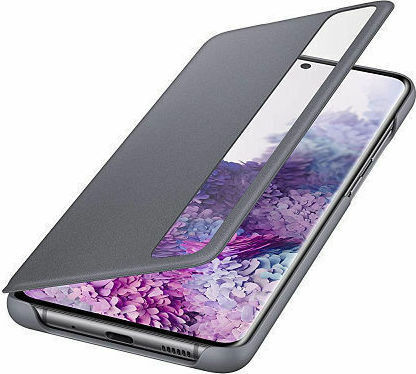 Samsung Clear View Cover Book Δερματίνης / Πλαστικό Γκρι (Galaxy S20+)
