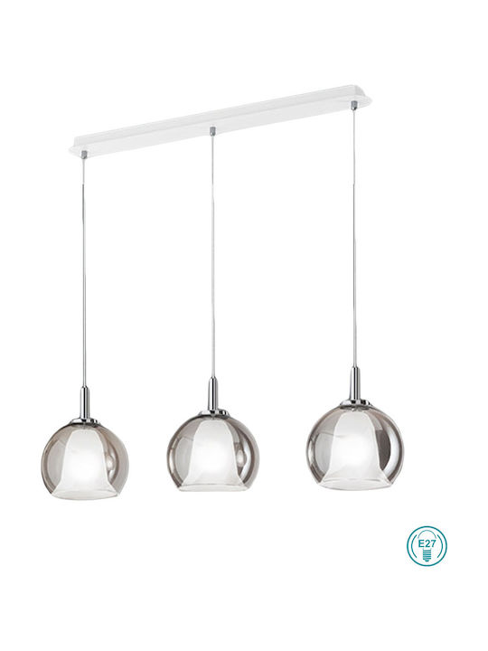 Fabas Luce Bretagna Pendant Light Three-Light Rail for Socket E27 Gray