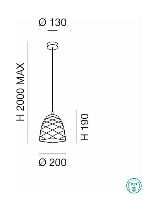 Fabas Luce Duchessa Hängelampe Weiß Glocke mit Fassung E27 20cm.