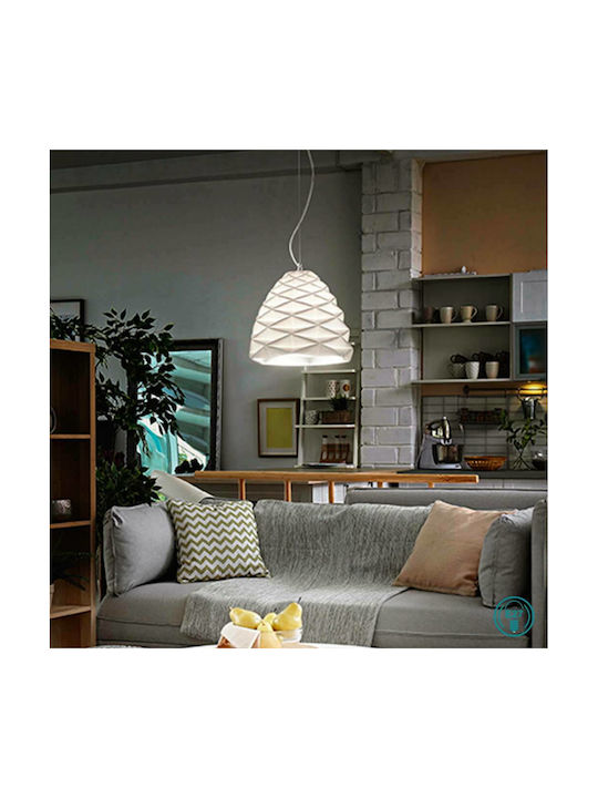 Fabas Luce Duchessa Hängelampe Weiß Glocke mit Fassung E27 20cm.