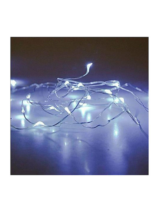 20 Lights LED 1.9m. White Battery in String 5pcs Eurolamp