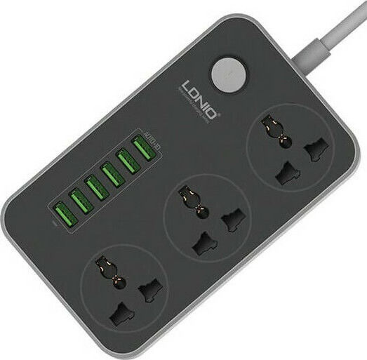 Ldnio Πολύπριζο 3 Θέσεων με 6 USB-A, Διακόπτη και Καλώδιο 2m