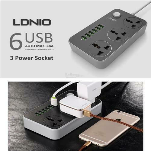 Ldnio Πολύπριζο 3 Θέσεων με 6 USB-A, Διακόπτη και Καλώδιο 2m