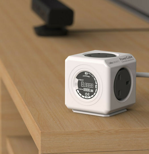 Allocacoc Extended Monitor PowerCube 4 Позиции с Превключвател и Кабел 1.5м Сив