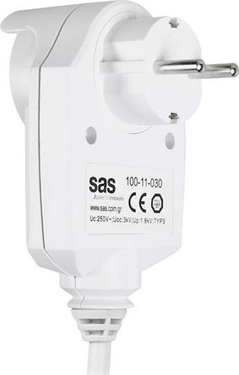 SAS Power Strip with Surge Protection 3 Positions with Switch and Cable 1.5m