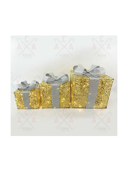 Aca Illuminated Christmas Figure Box Silver Length 30cm 3pcs