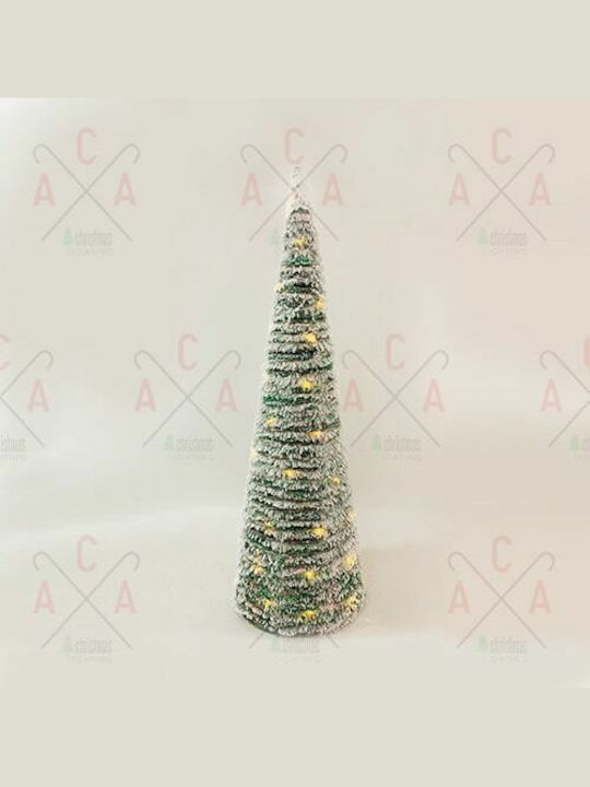 Beleuchtet Weihnachtsdekoration Schneebedeckt Baum Kegel 90cm Batterie Grün Green Rattan Cone Tree With Snow