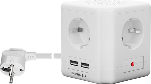Goobay Bandă de alimentare Securitate 4 Prize cu 2 USB-A, Comutator și Cablu 1.5m