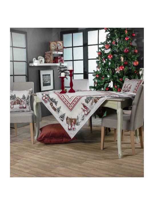Teoran Courshevel Weihnachtlich Tischtuch Stoff Beige L180xB140cm.