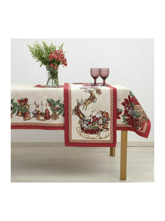 Dimeco 8926 Christmas Tablecloth Fabric Beige L140xW140cm 1pcs